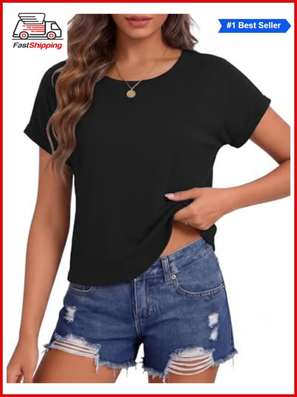 ✨ Totatuit Crop Top Womens Short Sleeve Crewneck Boxy Summer Tee